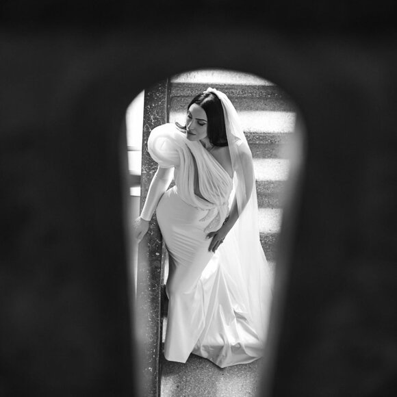 One Shoulder Couture Wedding Dress - Picture 6 of 9